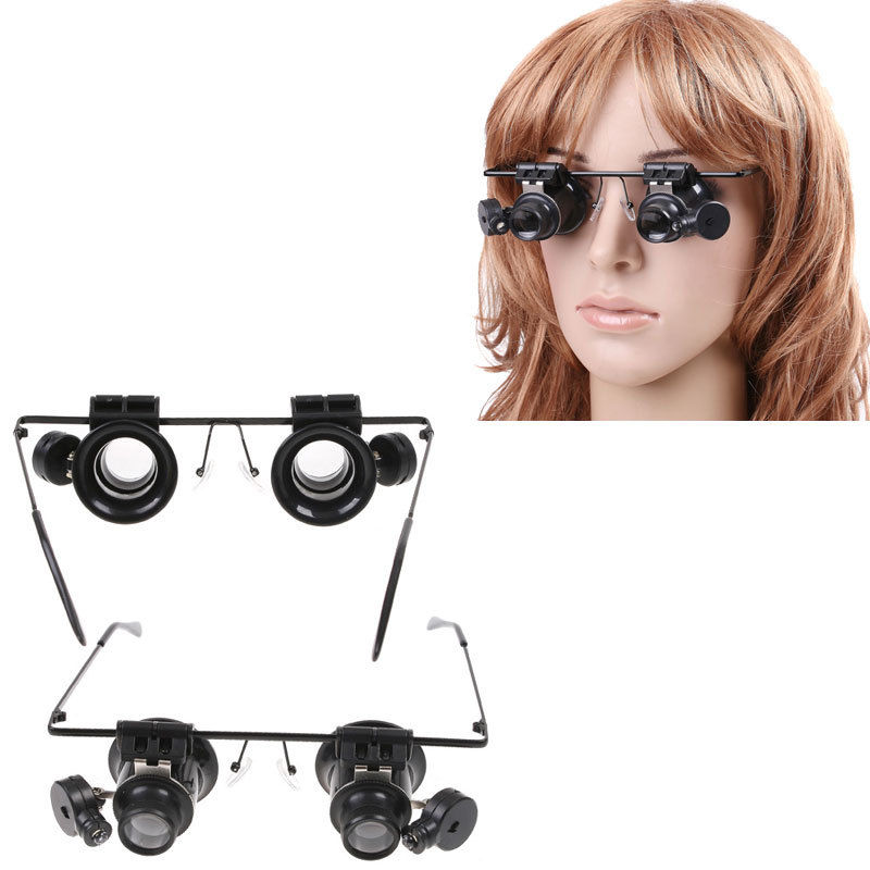Gorelax Kaca Pembesar Kacamata Reparasi Jam Magnifier with 2 LED 20X - 9892A